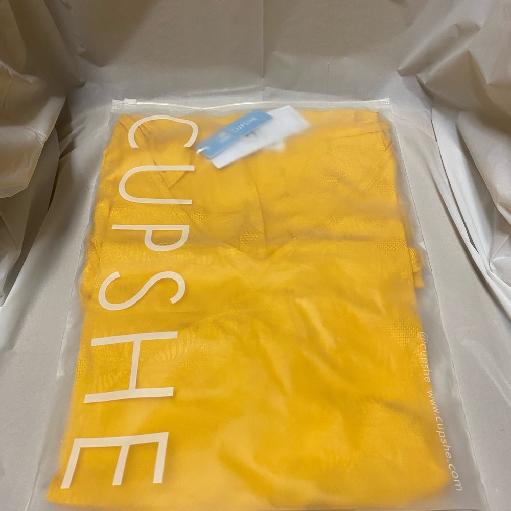 Yellow V-Neck Side Slit Dress